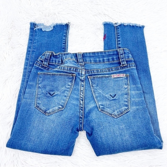 Hudson Girls Raw Hem Embroidered Best friend Rebel Heart Jeans Size 6X - Picture 4 of 9